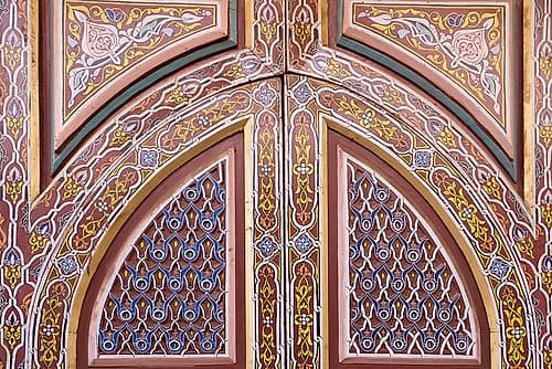 Marrakech-Morocco Beautiful painted old door in Moorish motif Art Print